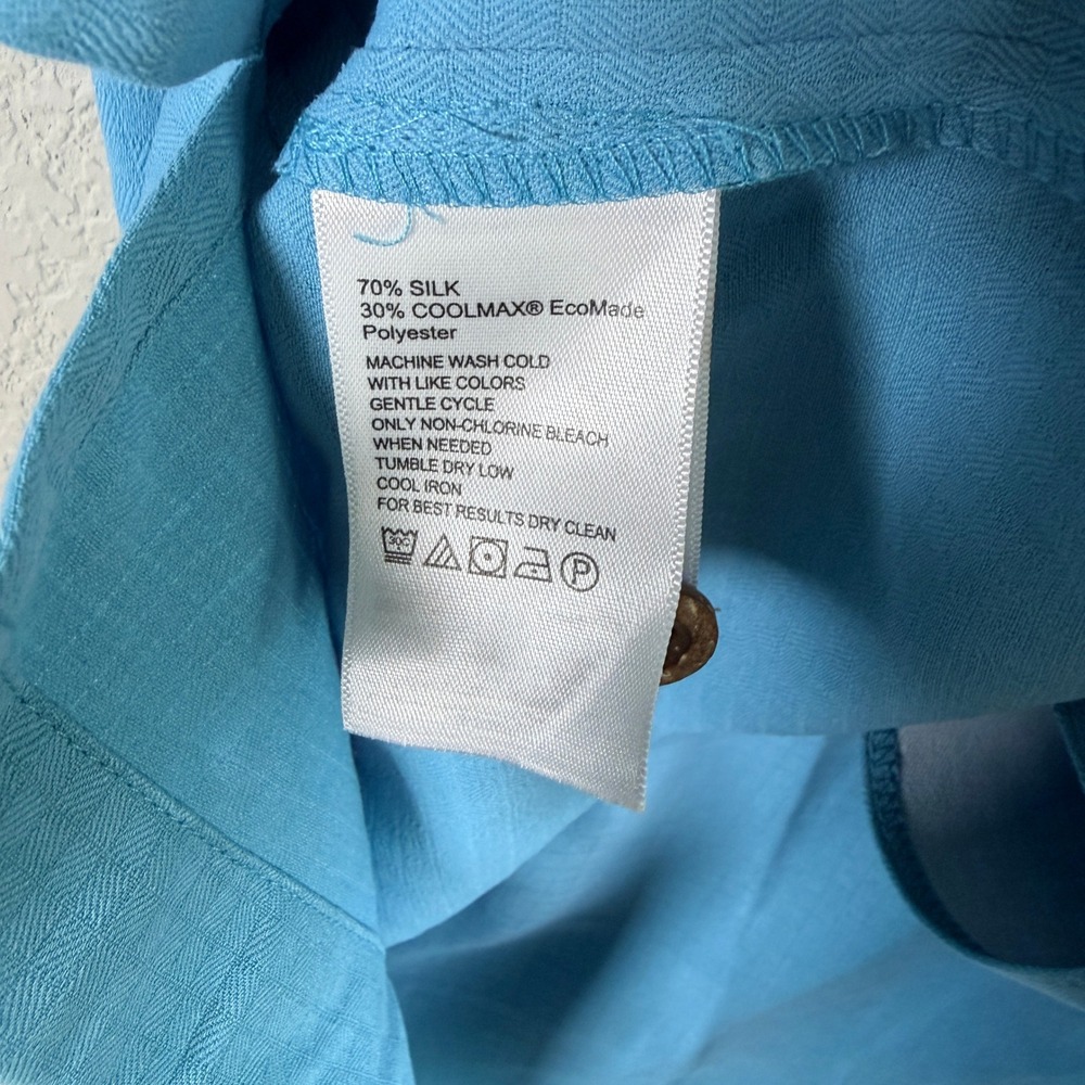 Tommy Bahama Silk Blend Hawaiian Shirt Button Up Mens XXL Blue IslandZone S/S - Picture 5 of 8